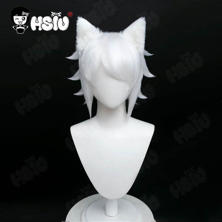 แมวน่ารักวิกผมไฟเบอร์วิกผมสังเคราะห์เกมท้องฟ้าเด็กของแสงคอสเพลย์-hsiu-สีขาวผมสั้นท้องฟ้าคอสเพลย์วิกผม