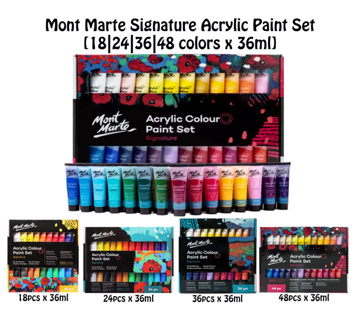 Mont Marte Acrylic Paint Set 18 Colours 36ml 