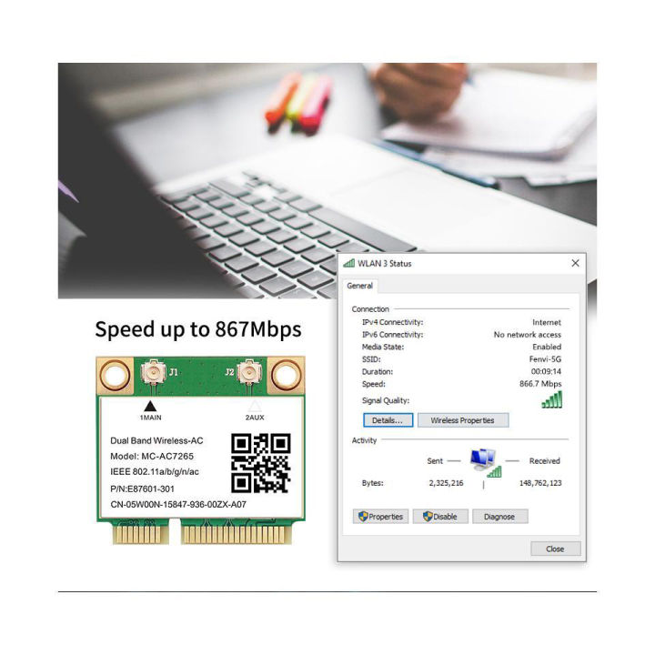 mc-ac7265-1200mbps-4-2บลูทูธครึ่งมินิ-pcy-e-wifi-การ์ดไร้สาย-intel-7265-802-11ac-2-4g-5ghz-สำหรับแล็ปท็อป-intel-7260-7260hmw