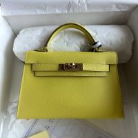 KELLY MINI HANDLE BAG  EPSOM JAUNE PUSSIN  GHW  EPSOM LEATHER FULL HANDMADE 20CM