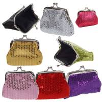 Womens Sequins Coin Purse Buckle Mini Wallet