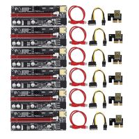 PCI-E Riser VER009S Plus GPU PCIE Card PCI E X16 to X1PCI Express Adapter Card 6Pin to SATA USB3.0 with LED Lights