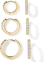 PAVOI 18K Gold Plated 925 Sterling Silver Post, 3 Pairs Small Gold Hoop Earrings Set Mini Cartilage Helix Huggie Hoop Pack For Women Men 8Mm 10Mm 12Mm Dropearrings Dropearrings