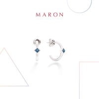 MARON✨ [ของแท้] ต่างหูเสริมดวง ต่างหูพลอยแท้ เงินแท้ แถมฟรี ผ้าเช็ดเครื่องประดับ มีใบรับประกัน พร้อมกล่อง พร้อมส่ง I My DAYS Hoop Earring with Blue Topaz