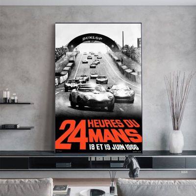 Le Mans 18 ET 19 June 1966ผ้าใบพิมพ์พิมพ์บนผืนผ้าใบศิลปะบนผนังนอร์ดิกภาพสำหรับห้องนั่งเล่นของตกแต่งบ้าน1ชิ้นกรอบด้านใน