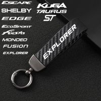 New Carbon Fiber Car Styling Keychain Fine Keyring For FORD ST ECOSPORT EDGE ESCAPE EXPLORER FIESTA FUSION SHELBY MONDEO TAURUS