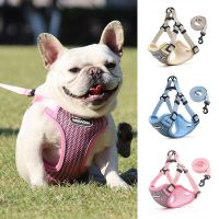 【FCL】◇□♀ Dog Harness Leash Set Adjustable French Bulldog Chihuahua Pug Outdoor Walking Lead Small Dogs