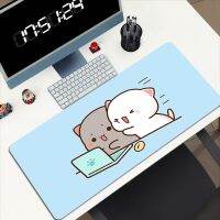 Peach Mochi Cat Mouse Pad แผ่นรองโต๊ะที่น่ารักเกมแล็ปท็อป Kawaii Gamer Keyboard Mausepad อุปกรณ์เสริมสำหรับพีซี แผ่นรองโต๊ะคอมพิวเตอร์ Mausepad