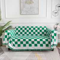 R Checkerboard Plaid Sofa Cover Knit Throw Blanket Chair Sofa Table Cloth Floor Car Nap Shawl Bedspread Home Decor