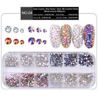 GUORE 1 กล่อง 1 แพ็ค เสน่ห์ ของตกแต่ง 3D Rhinestones ทำเล็บ ชัดเจน กระจก เล็บ ขนาดผสม อัญมณี