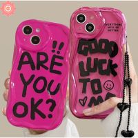 เคสลายการ์ตูนยิ้มสีแดงกุหลาบตัวอักษรภาษาอังกฤษสำหรับ Infinix Smart 5 7 6 Plus Infinix Hot 11 10 9 20 8 12 30 Play Hot 9 10Lite 8 30i Note 12 G96สร้อยข้อมือ3D ขอบโค้งมนฝาครอบแบบนิ่ม