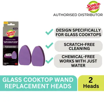 NEW 2-Pack Scotch-Brite Wand Replacement Heads for Glass Cooktops  White/Purple