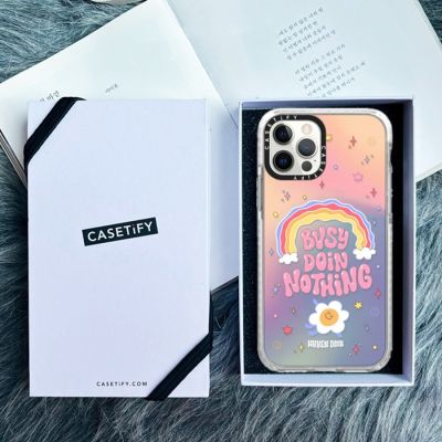 ของแท้ CASETiFY Holographic เคสโทรศัพท์มือถืออะคริลิคแข็ง ไล่โทนสีรุ้ง สําหรับ For iPhone 14 11 12 13 Pro Max