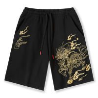 Kirin Embroidered Shorts Mens Summer Thin Cotton Sweat Pants Mens Casual Summer Fashion Brand Straight 5 Points Pirate Shorts