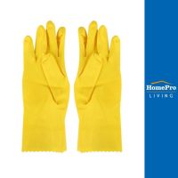 HomePro ถุงมือยาง POLY-BRITE COMFORT SIZE L สีเหลือง แบรนด์