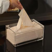 Napkin Box Smooth Pull Flip Lid Type Keep Tidy Clear Napkin Paper Storage Box Home Organizer   Tissue Box  Household Supply Tissue Holders