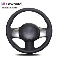 Handsewing Black Genuine Leather Steering Wheel Covers For Nissan March Sunny Versa 2013 Almera