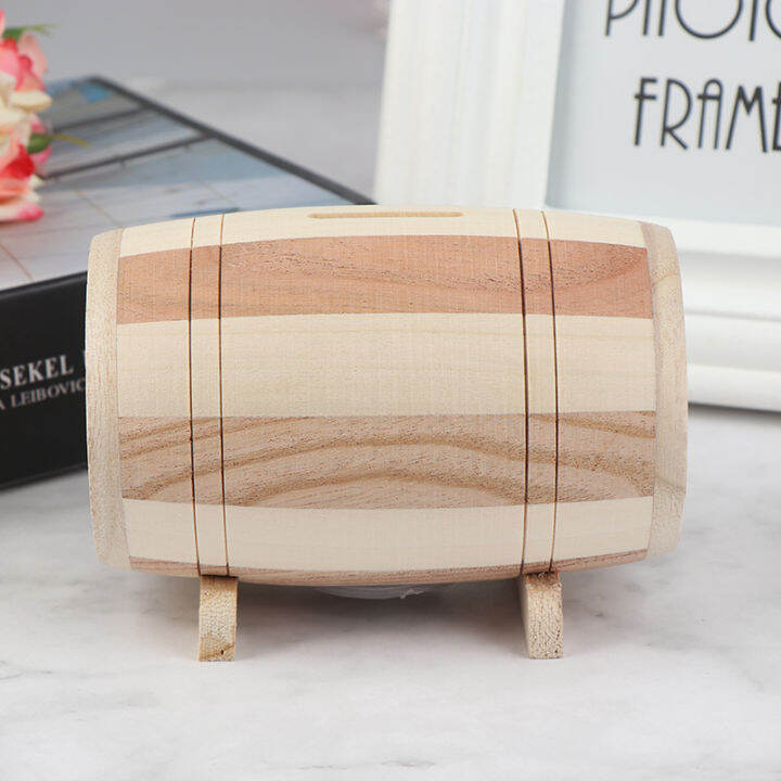 Pnate 1pc Wooden Money Box Piggy Bank Money Box Savings Wine Barrel