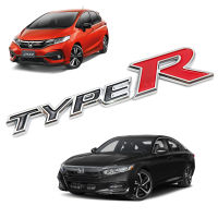 โลโก้ Logo "TYPE R" โครเมียม+แดง จำนวน 1ชิ้น สำหรับใส่รถ Honda Civic Fit Jazz Accord ฮอนด้า ซีวิค ซีวิก แจ๊ส แอคคอด 4ประตู ปี 2000 - 2019 Chrome Logo TYPE R Decal