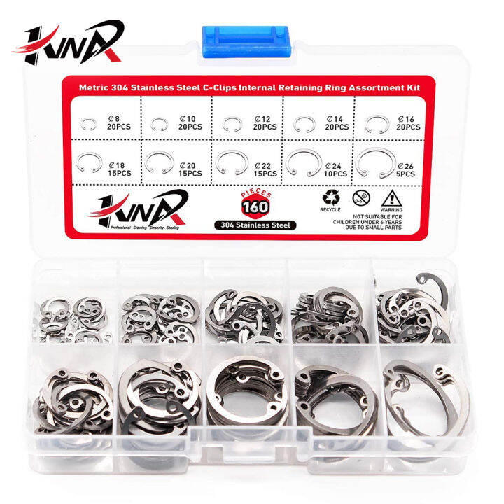304 Stainless Steel CClips Internal Retaining Ring Assortment Kit C
