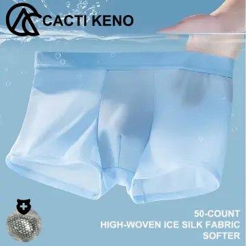 Fashion Men Ice Silk Underwear Boxer Breathable Solid Color Ultra Thin  Transparent @ Best Price Online