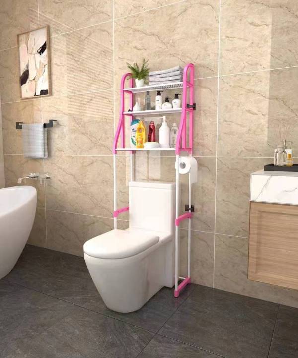 Over The Toilet Storage Rack Cabinet Organizer Shelf Bathroom Pink