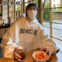 TIDE BEAR เสื้อกันหนาวมีฮู้ดสำหรับผู้ชาย,เสื้อกันหนาวมีฮู้ดสำหรับคู่รักเสื้อพิมลายข้อความทรงหลวม