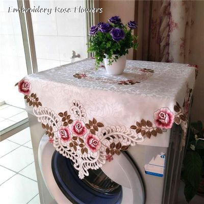 NEW satin rose flower Embroidered table cover cloth towel kitchen coffee tablecloth Christmas wedding birthday party home decor