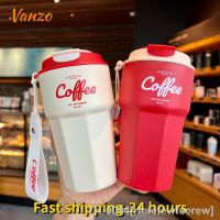 ☸ rfefefewfeerew Caneca de café dupla em aço inoxidável garrafa térmica à prova vazamento térmica copo isolado água com leite 420ml 620ml