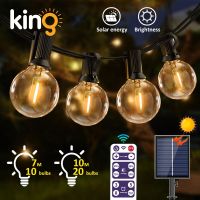 LEDS G40 Solar String Lights Outdoor Patio Lights Solar Powered Waterproof  Globe Hanging Lights With Shatterproof Christmas