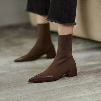 CODtianjia6731 Close-Leg Slimmer Look Socks Boots Thick Heel Martin Korean Version All-Match Boot