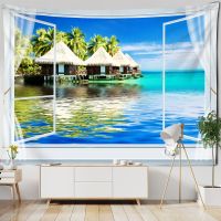 【CW】ﺴ¤✻  Window Painting Tapestry Wall Hanging Imitation Background