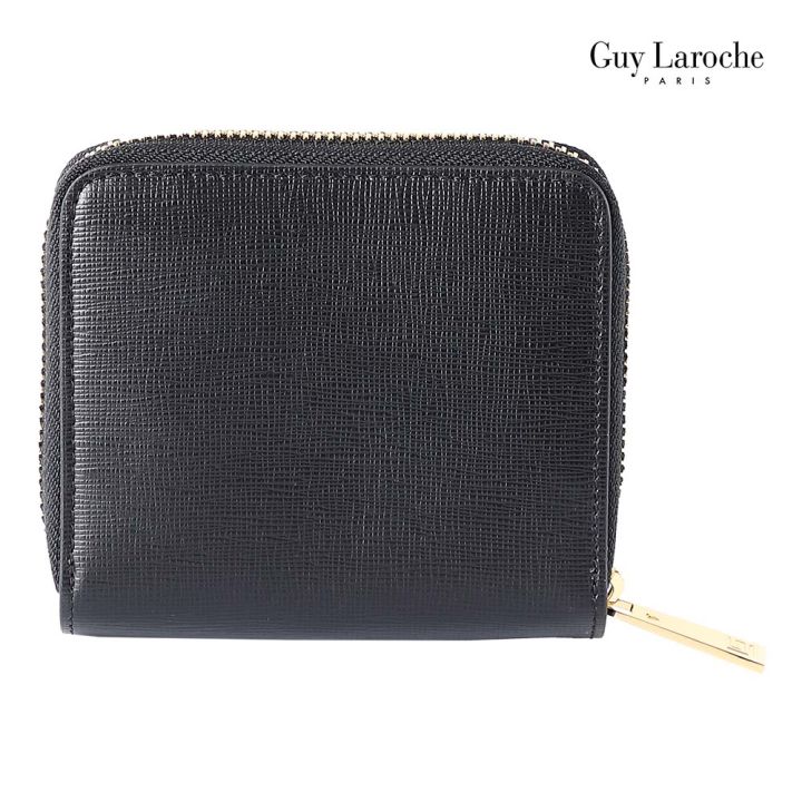 guy-laroche-กระเป๋าสตางค์พับสั้นซิปรอบ-รุ่น-margo-สีดำ