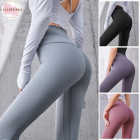 ผู้หญิงกางเกงออกกำลังกายสีทึบกางเกงออกกำลังกายวิ่งกีฬา Leggings กางเกงโยคะแบบบาง