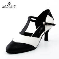 Ladingwu Classic Black Collocation White Women S Genuine Leather Dance Shoes Latin Salsa Ballroom Dance Sneakers Women