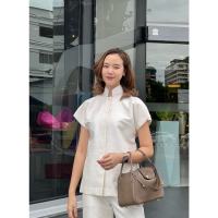 Belive "Classy" Pearl White Shirt 100% Hand Woven Thai Silk เสื้อเชิ้ตแขนระบาย เสื้อทำบุญ ออกงานสวย ดูดี