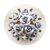 New 5pcs/lot 22mm Flower Rhinestones Buttons DIY Metal Diamante Holding flowers Accessories Resin Rose Wedding decoration Button Haberdashery