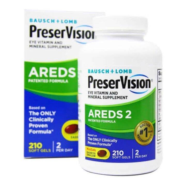 AREDS 2 Preservision Eye Vitamins Supplement Bausch + Lomb 210 Soft ...