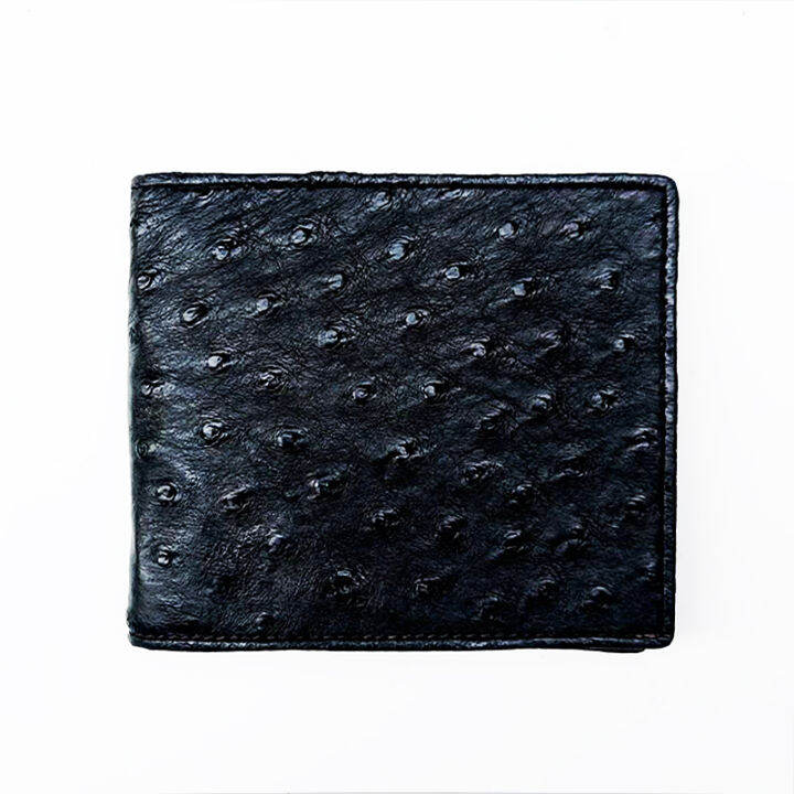 ostrich-bifold-wallet-black-color-กระเป๋าหนังนกกระจอกเทศสีดำ-เป็นกระเป๋าหนัง-exotic-ที่สำหรับทั้งชายและหญิง