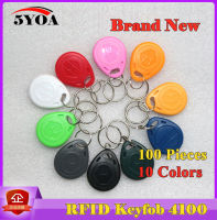 100Pcs Read Only RFID Tag Key Fob Keyfobs Keychain Ring Token 125Khz Proximity ID Card Chip EM4100 TK4100 for Access Control