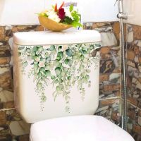 Beautiful Green Plant Flowers Wall Sticker Toilet Bathroom Cabinet Decor Decals Living Room Home Decoration Self-adhesive Mural