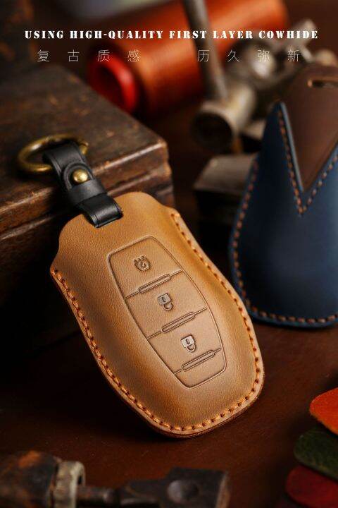 new-luxury-leather-smart-car-key-case-cover-fob-protector-keyring-shell-for-dongfeng-scenery-580-accessories-keychain-holder-bag