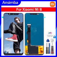 Ansimba LCD TFT สำหรับชิ้นส่วนจอสัมผัสแอลซีดีของเครื่องแปลงดิจิทัล Xiaomi Mi 8สำหรับ Xiaomi Mi 8 Mi8 M1803E1A จอแอลซีดีทดสอบ100% เปลี่ยน