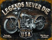 Legends Never Die Biker ป้ายดีบุกแบนใหม่31X40ซม. S2177