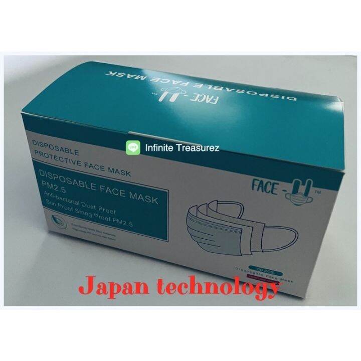 New 2023 FACE U 3ply Surgical Face Mask (Japan technology) white and