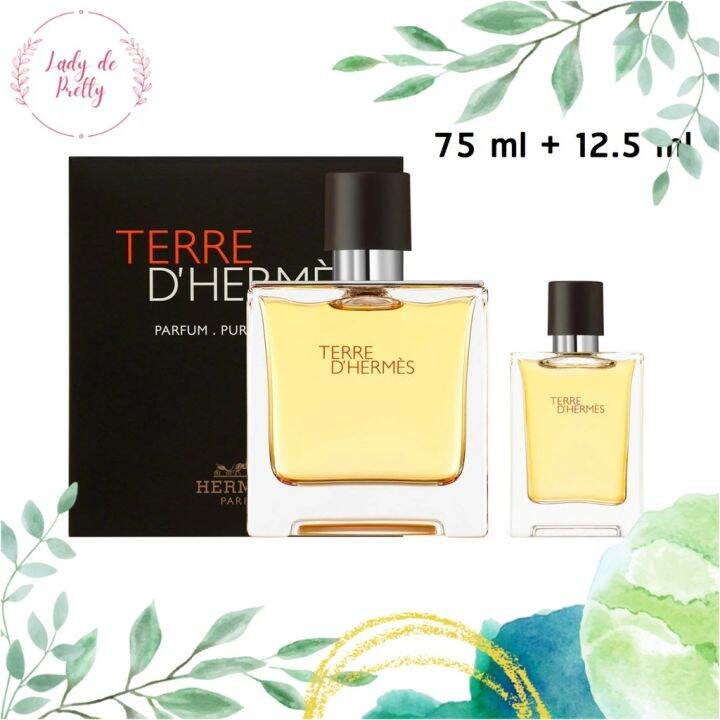 Hermes Terre D'Hermes Pure Perfume 3 Pcs Set For Men: 2.5 Parfum Spray + 0.5 Oz Parfum Spray + 1.35 Hair And Body Shower Gel