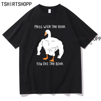 Hot You Get The Bonk Humor Men T Shirts Cartoon Goose Tee Cotton Tshirt Mess With The Honk Tshirts
