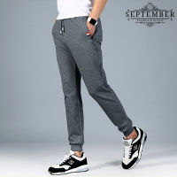 Mens Pants Zipper Pockets Slim-Fit Casual Stretch Pants กางเกงวอร์ม กางเกงวอร์มขายาว กางเกงกีฬา ขาจั้ม เอวยืด ชาย/หญิง แถบธงชาติ W (Dark Grey)