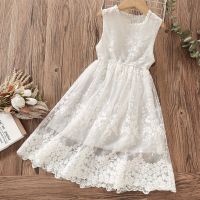 ZZOOI White Elegant Princess Dresses for Girls Clothes Sleeveless Summer Kids Party Lace Dress Baby Children Costumes 6 8 10 12 Years