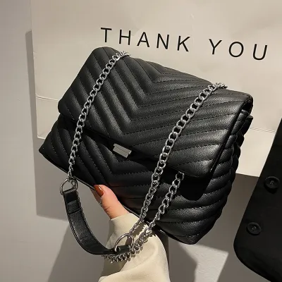 Luxury Handbags Womens Bag Retro Chain Designer Black Pu Leather Shoulder Crossbody Bags Women 2022 Trend nded Female Tote
